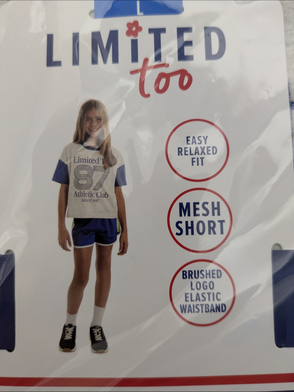 Limited Too Girls' Athletic Mesh Short Set in Blue and White
